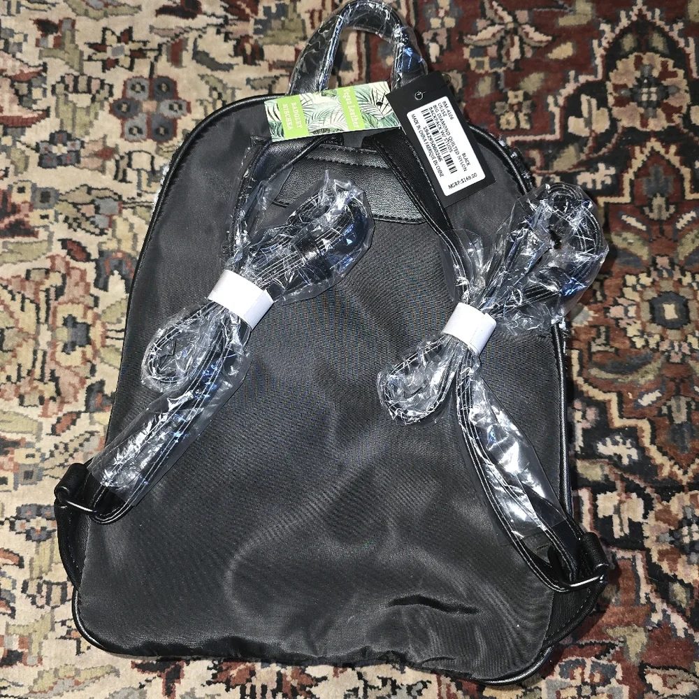 Badgley Mischka Black and White Quilted Backpack